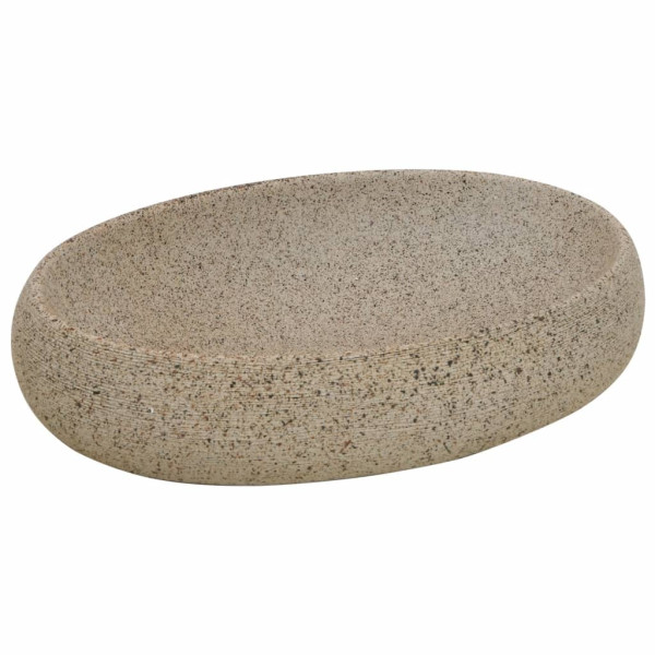 Lavatório de bancada oval 59x40x15 cm cerâmica cor de areia M 2