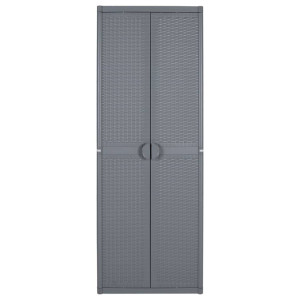 Armario de almacenaje para jardín PP ratán gris 65x45x172 cm H