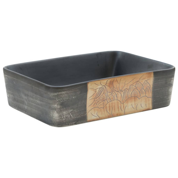 Lavabo encimera rectangular cerámica negro marrón 46x35.5x13 cm M 2