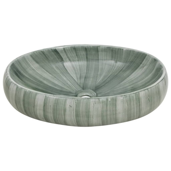 Lavatório de bancada oval 59x40x15 cm cerâmica verde M 4