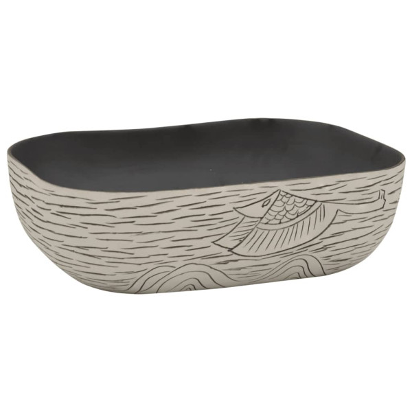 Lavabo encimera rectangular cerámica gris negro 48x37.5x13.5 cm M 2