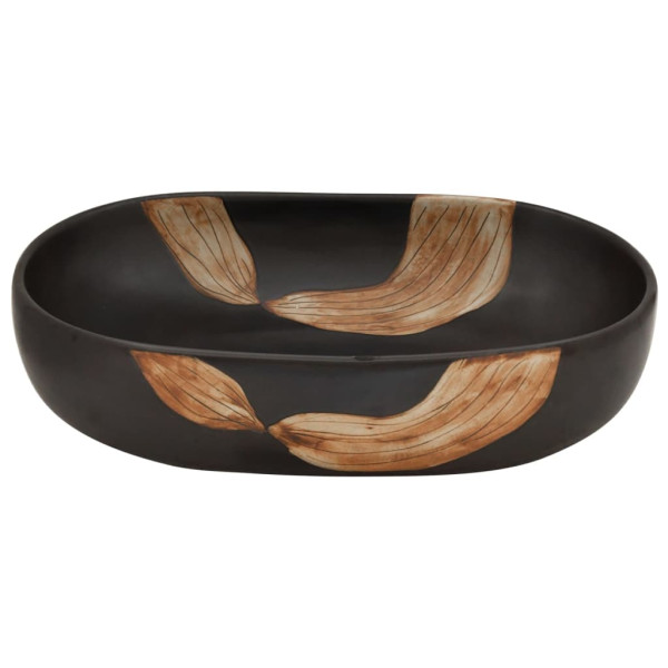 Lavatório de bancada oval 59x40x14 cm cerâmica preto M 4