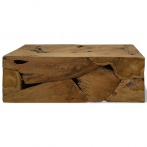 Mesa de centro 90x50x30 cm de madera de teca genuina marrón H
