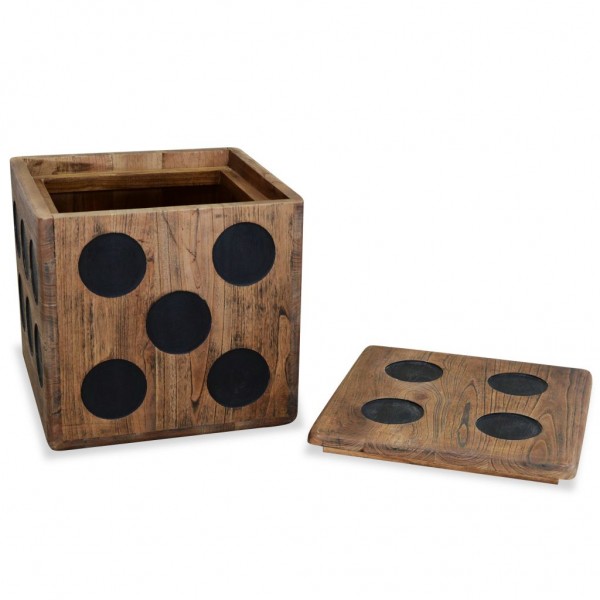 Caja de almacenamiento madera mindi 40x40x40 cm diseño de dado M 3