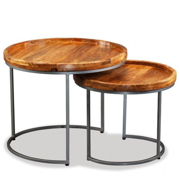Mesa de apoio 2 pcs madeira de mangueira maciça M 5