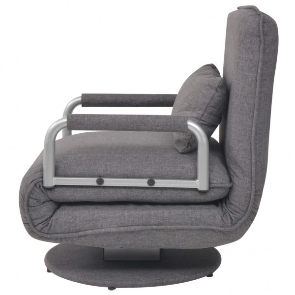 Silla giratoria y sofá cama tela gris oscuro M 4