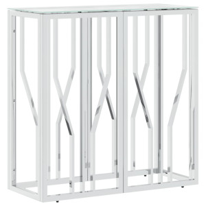 Mesa consola 70x30x70 cm aço inoxidável e vidro H