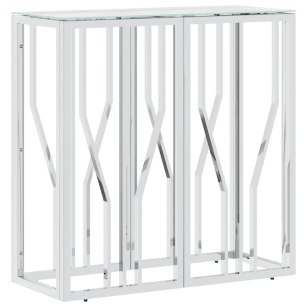 Mesa consola 70x30x70 cm aço inoxidável e vidro M 2
