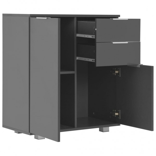 Aparador de aglomerado gris brillante 71x35x80 cm M 5