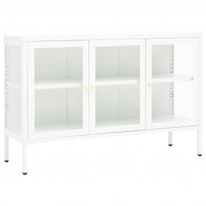 Aparador 105x35x70 cm vidro e aço branco H