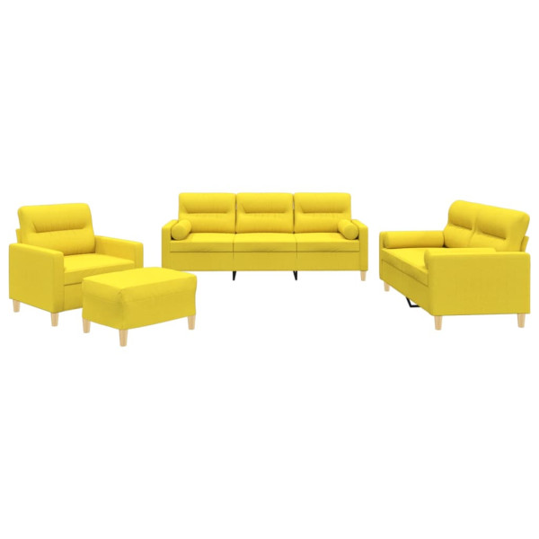4 pcs conjunto de sofás com almofadas tecido amarelo-claro M 2
