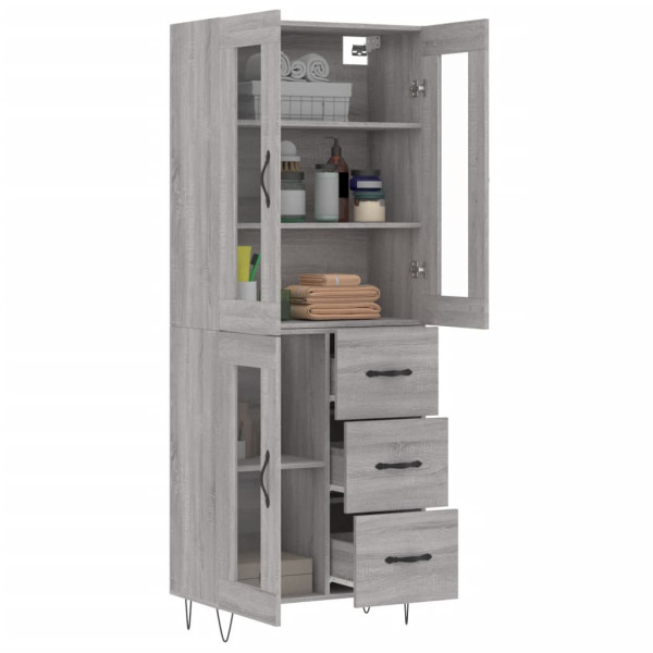Aparador alto madera contrachapada gris sonoma 69.5x34x180 cm M 3