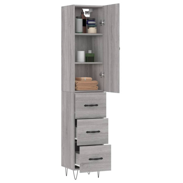 Aparador alto madera contrachapada gris Sonoma 34.5x34x180 cm M 3