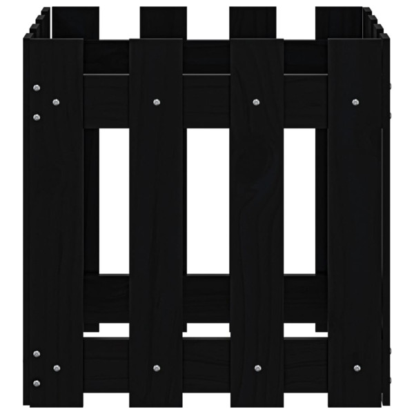Vaso de jardim c/ design cerca 40x40x40 cm pinho maciço preto M 5