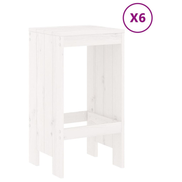 Set de mesa y taburetes altos jardín 7 pzas madera pino blanco M 3