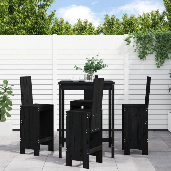 5 pcs conjunto de bar para jardim pinho maciço preto D