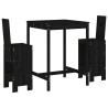 3 pcs conjunto de bar para jardim pinho maciço preto 2
