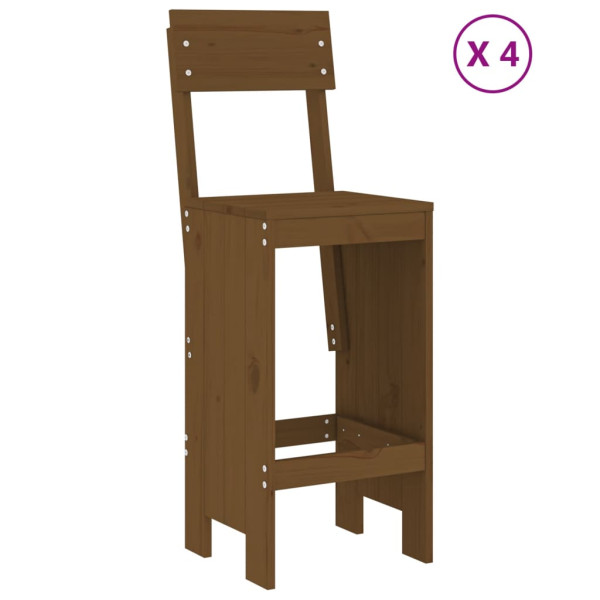 Mesa y taburetes altos de jardín 5 pzas madera pino marrón miel M 3