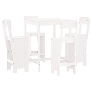 5 pcs conjunto de bar para jardim pinho maciço branco H