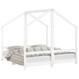 Estructura de cama de niños madera de pino blanco 2x(80x160) cm H