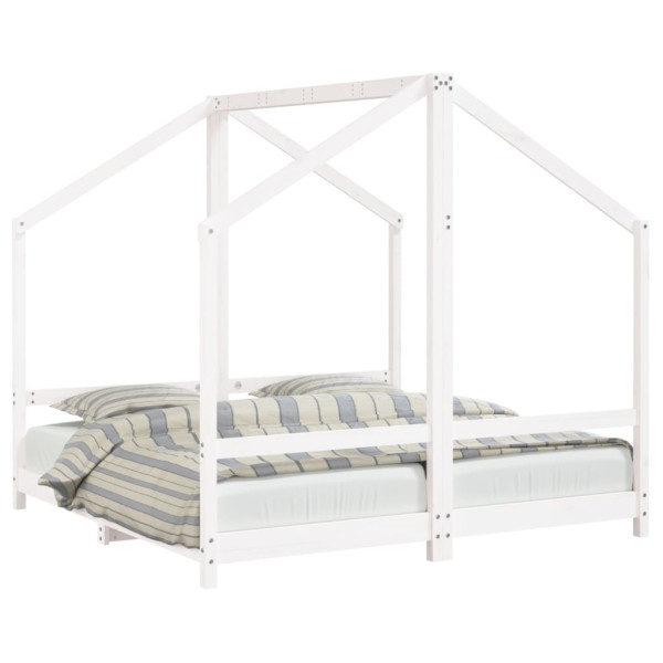 Estrutura de cama infantil 2x(80x160) cm pinho maciço branco M 2