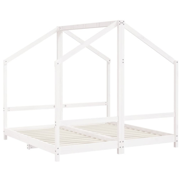 Estrutura de cama infantil 2x(80x160) cm pinho maciço branco M 3