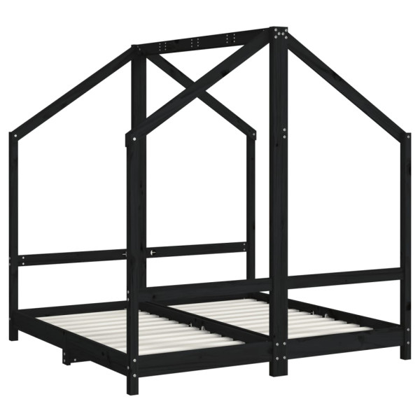 Estructura de cama de niños madera de pino negro 2x(70x140) cm M 3