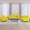 3 pcs conjunto de sofás com almofadas tecido amarelo-claro 1