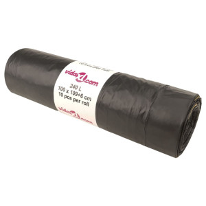 Sacos do lixo com atilhos 150 pcs 240 L preto H