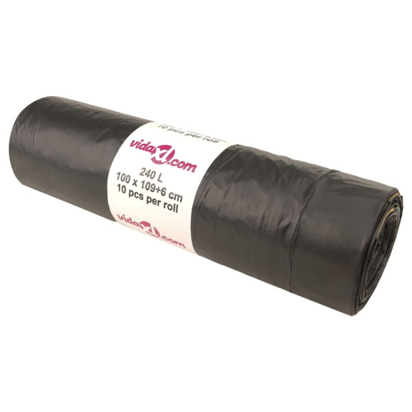 Sacos do lixo com atilhos 150 pcs 240 L preto M 2