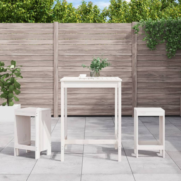 3 pcs conjunto de bar para jardim pinho maciço branco D