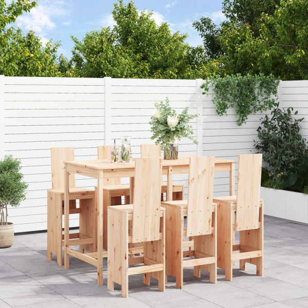 7 pcs conjunto de bar para jardim pinho maciço D