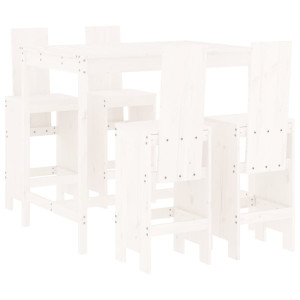 5 pcs conjunto de bar para jardim pinho maciço branco H