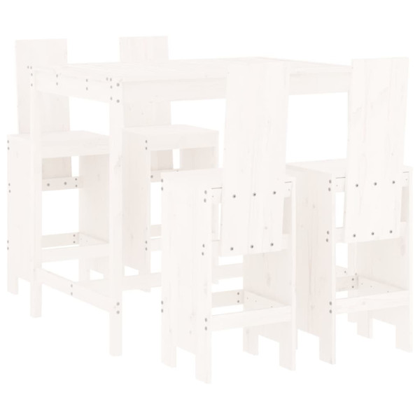 5 pcs conjunto de bar para jardim pinho maciço branco M 2