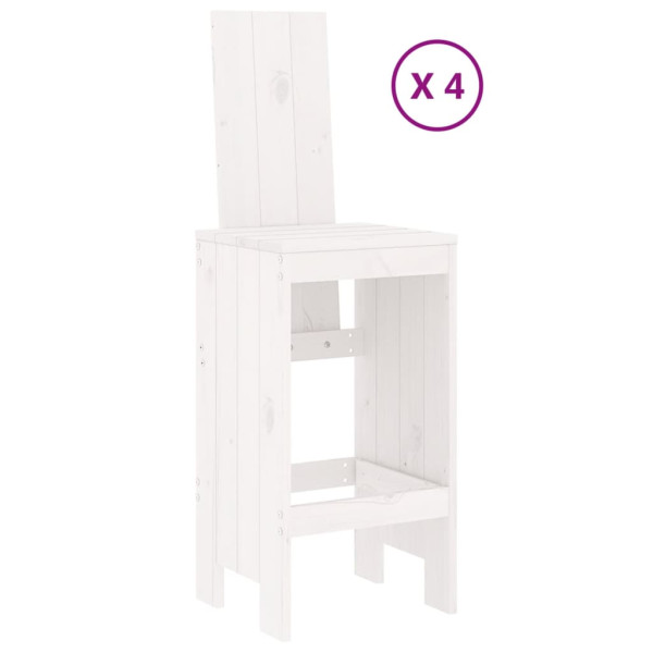 Set de mesa y taburetes altos jardín 5 pzas madera pino blanco M 3