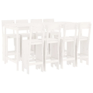 9 pcs conjunto de bar para jardim pinho maciço branco H