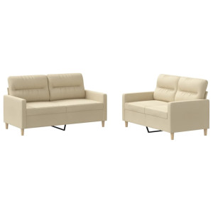2 pcs conjunto de sofás com almofadões tecido cor creme H