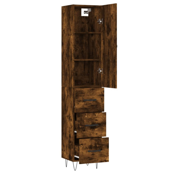 Aparador de madera contrachapada roble ahumado 34.5x34x180 cm M 4