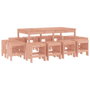 13 pcs conjunto de jantar para jardim madeira de douglas maciça H