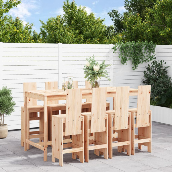 9 pcs conjunto de bar para jardim pinho maciço D
