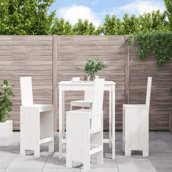 5 pcs conjunto de bar para jardim pinho maciço branco D