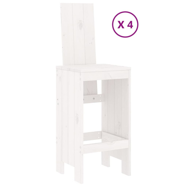 Set de mesa y taburetes altos jardín 5 pzas madera pino blanco M 3