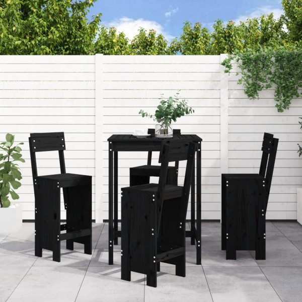 5 pcs conjunto de bar para jardim pinho maciço preto D