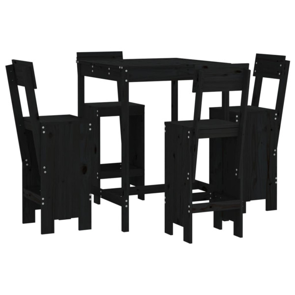 5 pcs conjunto de bar para jardim pinho maciço preto M 2