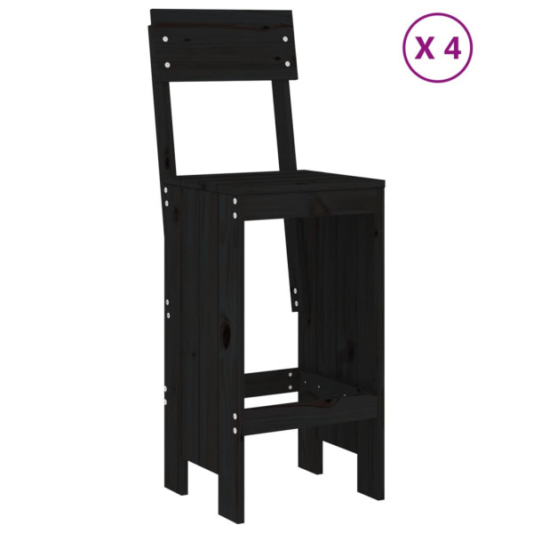 5 pcs conjunto de bar para jardim pinho maciço preto M 3