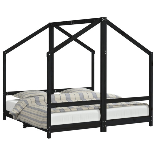 Estructura de cama para niños madera de pino negro 80x160 cm M 2