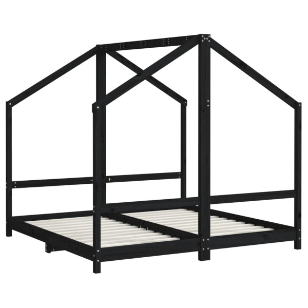 Estructura de cama para niños madera de pino negro 80x160 cm M 3