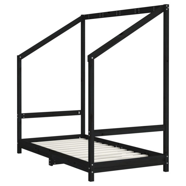 Estructura de cama para niños madera de pino negro 80x160 cm M 4