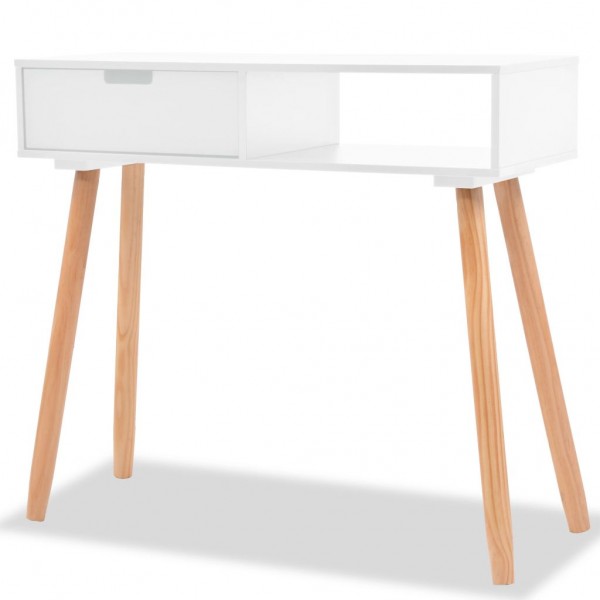 Mesa consola de madera maciza de pino blanca 80x30x72 cm D
