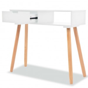 Mesa consola de madera maciza de pino blanca 80x30x72 cm H
